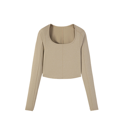 INNERLAND罗纹U领紧身长袖T恤