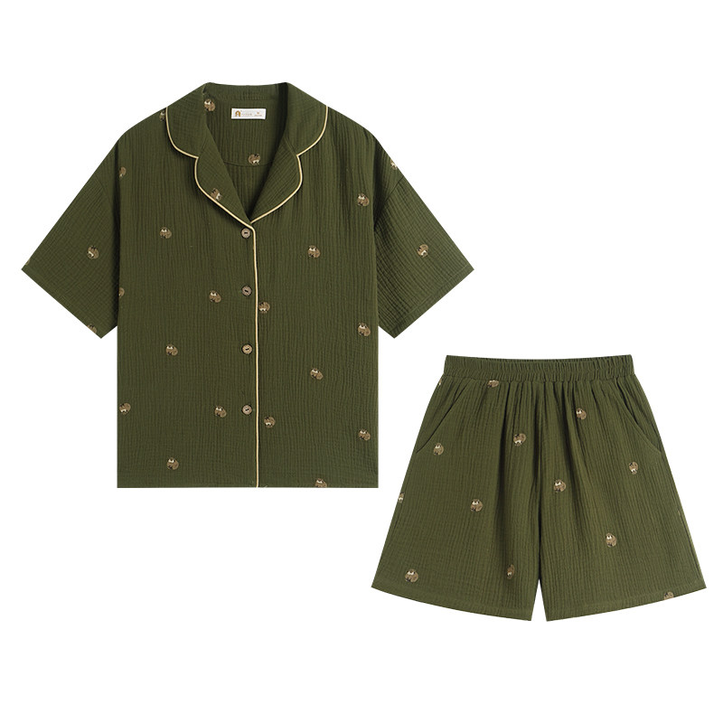 夏季纯棉开衫甜美少女家居服套装