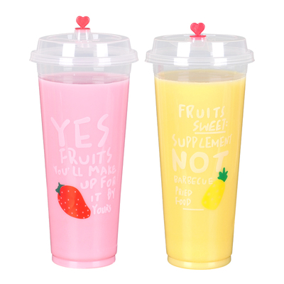 一次性定制橙汁700ml草莓奶茶杯