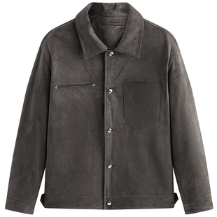 【商场同款】太平鸟男装仿麂皮行政夹克冬新款休闲外套B1BCF4222