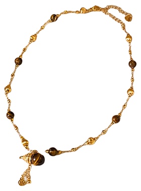 古婷金色虎眼石葫芦项链高级感