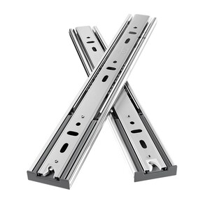 加厚抽屉轨道滑轨三节轨不锈钢阻尼缓冲静音橱柜滑道滚珠反弹导轨