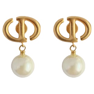 奥米迪奥D家珍珠耳饰小巧精致优雅吊坠耳环女C字母时尚轻奢耳坠