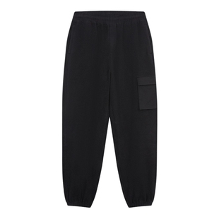 班尼路春季新品男装简约休闲布绒拼接针织裤口袋保暖重磅卫裤男