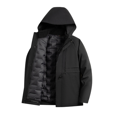 马克华菲冬季鹅绒可拆卸羽绒服男