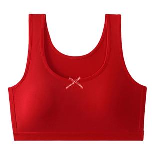 女童本命年少女文胸学生发育期新年蛇红色内衣裤套装12岁纯棉背心