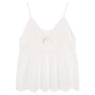 落落狷介 风情万种小吊带背心女夏外穿2025年新款镂空钩花V领上衣