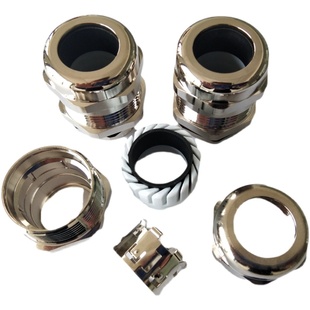 EMV金属屏蔽电缆接头EMC防水填料函 黄铜镀镍电磁兼容M25夹紧头