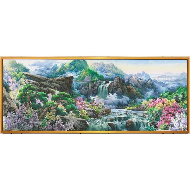 精准风印花客厅书房十字绣