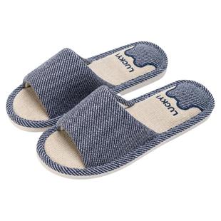 洁丽雅亚麻拖鞋男士春秋室内家居居家用四季棉麻布拖鞋女士新款夏