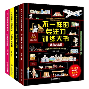 官方正版 不一样的专注力训练大书4册数字玩玩 转迷宫大挑战 图形连连看 幼儿专注力训练书逻辑思维游戏书益智开发游戏书迷宫书