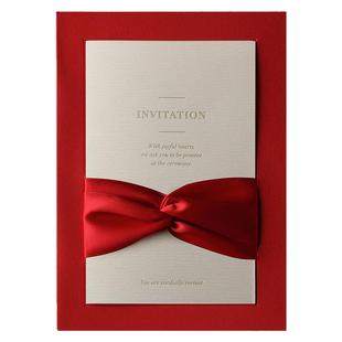 2025创意结婚喜帖红色高级简约婚宴邀请函欧式婚礼请柬定制ins风