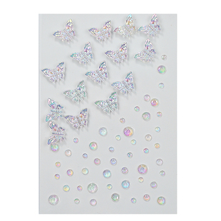 儿童舞台妆蝴蝶贴脸亮钻饰品创意妆造爱心星星贴纸自粘山根贴钻