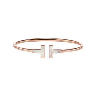【自营】中古99新蒂芙尼Tiffany T系列线圈手镯18K金镶贝母中号