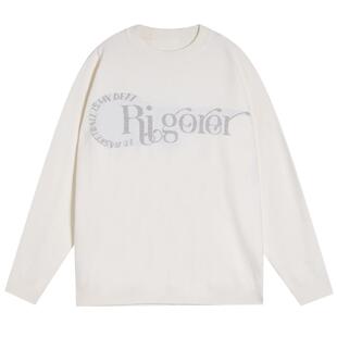 准者长袖毛衣男子春秋季新款运动休闲复古宽松圆领套头情侣针织衫