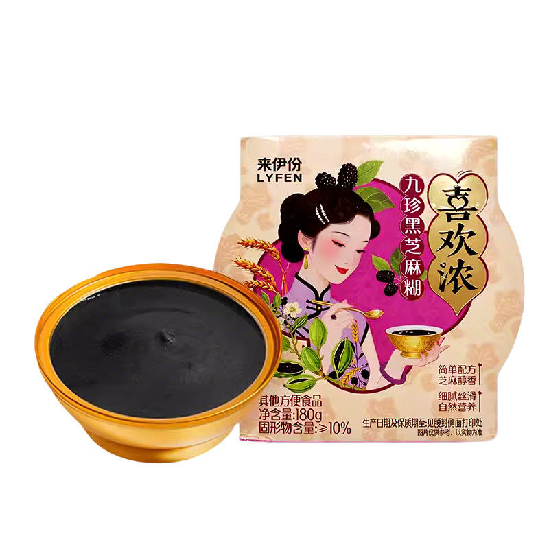 来伊份九珍黑芝麻糊180g即食早餐