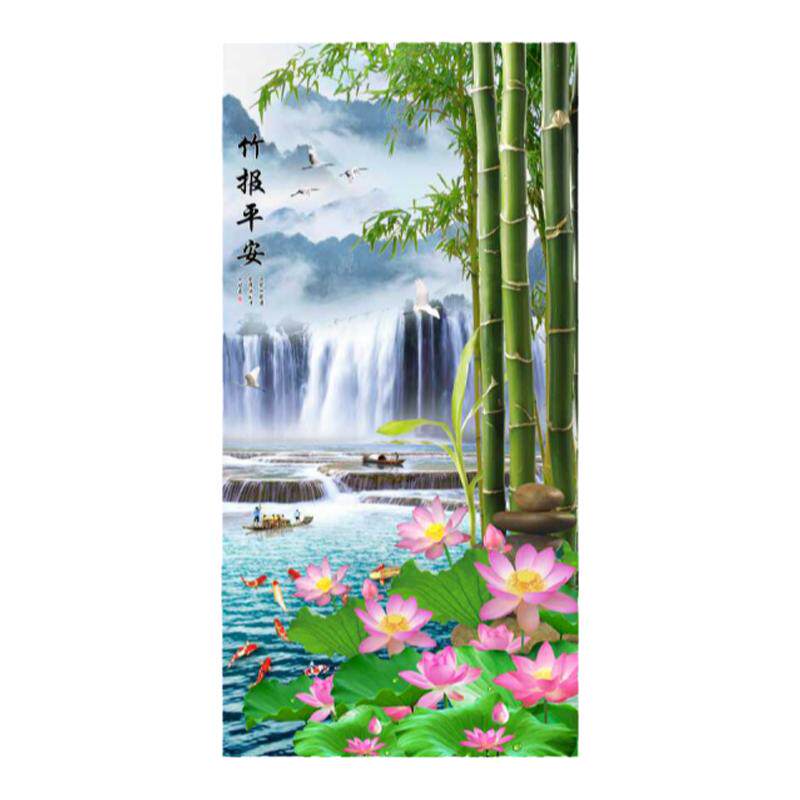 静竹玄关装饰画山水风景画自带背现代装饰画