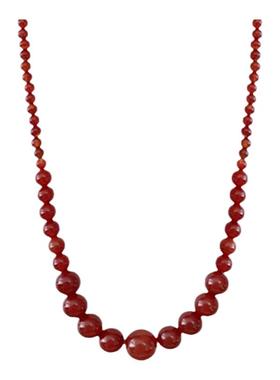 简约复古红色串珠项链