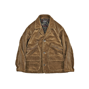 西里布灯芯绒猎装美式复古风皮夹克毛呢内胆重磅冬季条绒外套男款