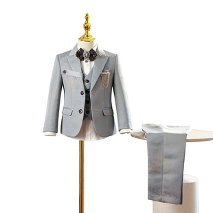 儿童西装套装主持人礼服男童春新款帅气男孩花童小西服钢琴演出服