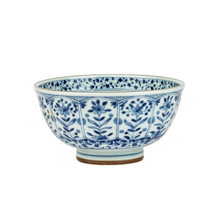 日本进口美浓烧古染立花饭碗面碗大汤碗日式复古陶瓷碗小平盘骨碟