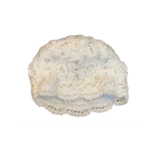 手工编织蕾丝镂空花朵包头帽女秋冬文艺显脸小大头围毛线针织帽子