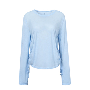 annerun透气罩衫薄纱上衣慵懒风宽松长袖瑜伽服设计感运动健身服