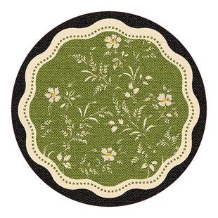 中古风圆形地毯pvc可擦免洗摇椅地垫客厅书房椅子皮革隔音脚垫子