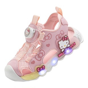 Hello Kitty女童发光凉鞋2026夏季新款透气包头防踢防滑休闲鞋
