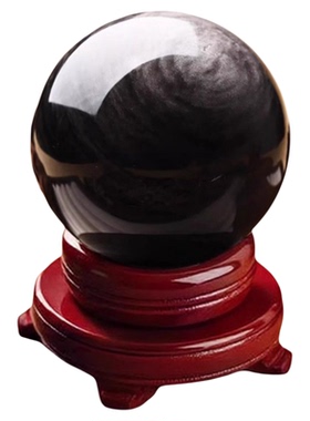 天然黑曜石球摆件乌金黑曜岩原石