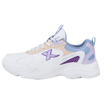 女鞋特步皮面防水休闲运动鞋子女