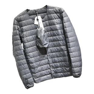 出U品订单 便携式！秋冬男士纯色高冲90白鸭绒保暖时尚无领羽绒服