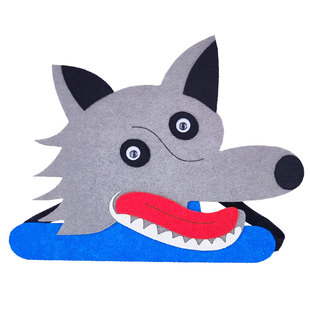 狼和七只小羊头饰动物帽子大灰狼绵羊头套面具卡通幼儿园表演道具