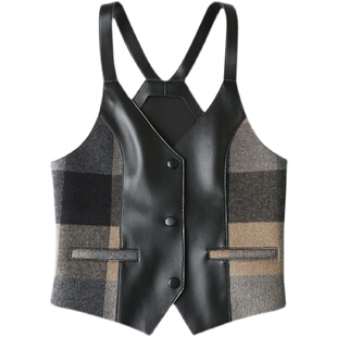 新款绵羊皮真皮马甲吊带短款无袖皮背心修身显瘦叠穿羊毛呢外套女