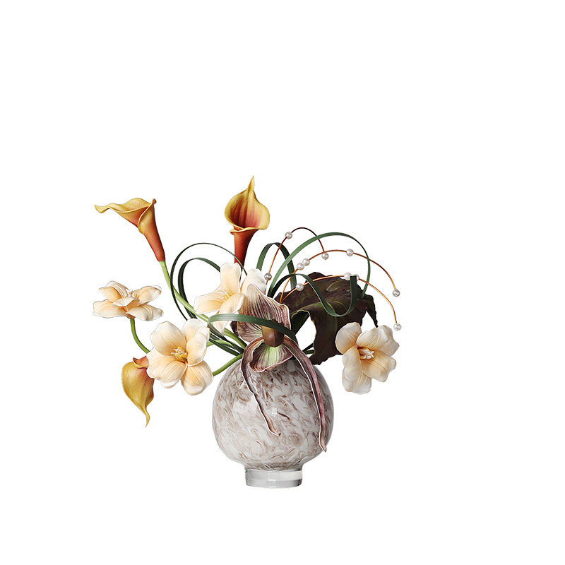 轻奢创意玻璃花瓶插花架空层酒店客厅茶几桌花高级感原创花艺摆件