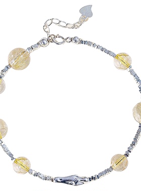 S925碎银天然金发晶串珠手链