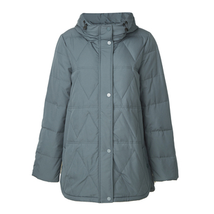 BALUODI芭罗蒂女装专柜冬装时尚绿色简约H型连帽中长款女羽绒服