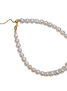 女生纯银不掉色珍珠手串