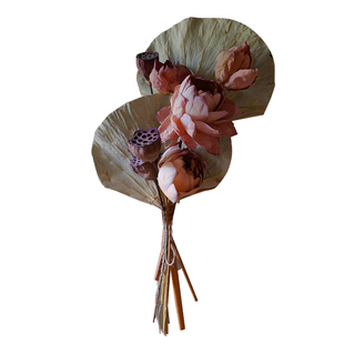 新中式重瓣荷花莲蓬荷叶天然干花风干真花成品花束家居室内装饰