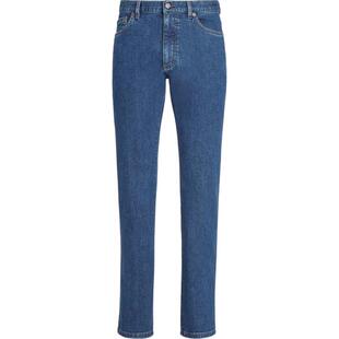 ZEGNA杰尼亚男装蓝色石洗弹力棉质 Roccia 牛仔裤