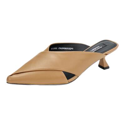 康莉尖头包头细跟后空法式凉拖