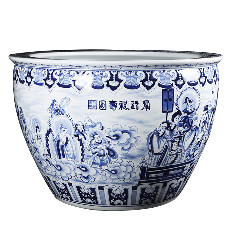 陶瓷手绘睡莲风水镇宅景观荷花缸