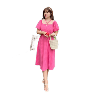 大码女装法式长款茶歇裙2023年夏季新款妹妹胖mm显瘦连衣裙遮肚子