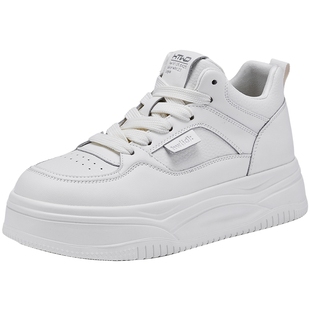 热风厚底小白鞋2025年冬季新款高帮百搭板鞋增高休闲面包鞋女鞋子