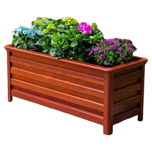 铝合金花箱户外庭院仿木花盆道路市政景观花坛庭院阳台种植箱花槽