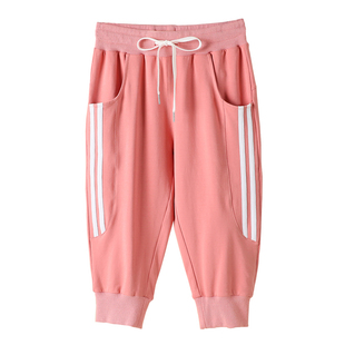 七分裤女夏薄款修身显瘦7分学生宽松韩版百搭bf中裤休闲运动短裤