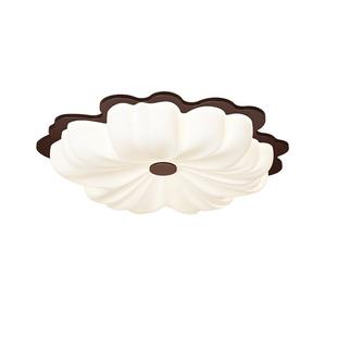 箭牌中古奶油风吸顶灯胡桃木色卧室灯男女孩全光谱护眼儿童房间灯