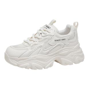 星期六网面老爹鞋女款新款春夏透气休闲鞋厚底增高女鞋不闷脚