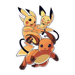 TLP反光车贴 宠物小精灵口袋妖怪皮卡丘雷丘进化玻璃门墙装饰贴纸