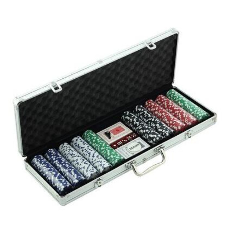 texas hold 'em poker set aluminum case 500 dice chips扑克